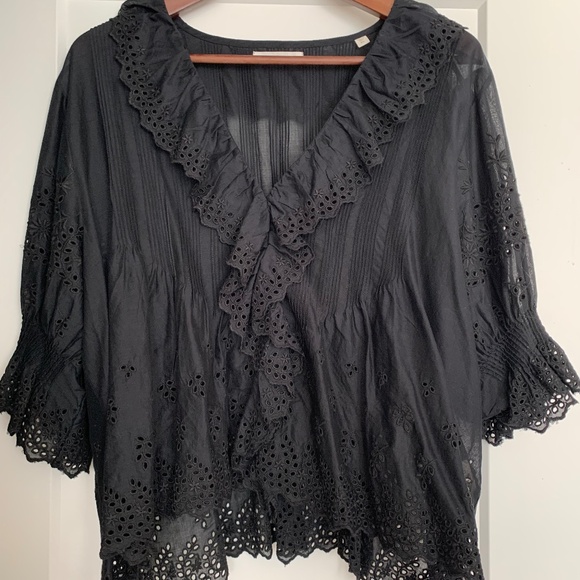 Doen Tops - Doen Henri black eyelet XL